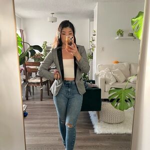 H&M Black and White Houndstooth Blazer